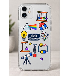 2D Fizik Öğretmeni Desenli iPhone 11 Şeffaf Telefon Kılıfı