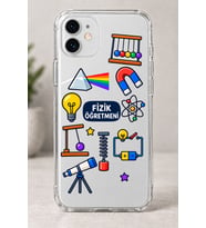 2D Fizik Öğretmeni Desenli iPhone 11 Şeffaf Telefon Kılıfı