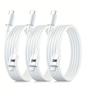 ScHitec 3 Paket 3A 60W Type-C to Lightning Hızlı Data ve Şarj Kablosu 1 Metre / 2 Metre / 3 Metre Beyaz SX253P