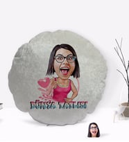 BK Gift Kişiye Özel Dünya Tatlısı Karikatürlü Yuvarlak Dekoratif Kırlent Yastık-1