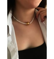 Kadın Incili Top Detaylı Ayarlanabilir Kolye