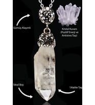 Sertifikalı Zirkon Taşlı Ham İşlenmemiş Kristal Kuvars Taşı Kolye (Çok Renkli)