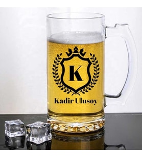 Kişiye Özel İsim Baş Harfli Bira Bardağı