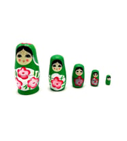 Ahşap Matruşka Bebek 5 li Set Yeşil No.2 (Karışık)