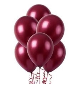 Bordo Metalik Latex Balon 10 Adet