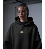 Ragdoll Kedili Hoodie Unisex %100 Pamuk  Siyah Kapüşonlu Sweatshirt Göğüs Ortası Minimal Logo