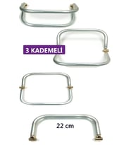3 Kademeli Gizli Metal Mango Çanta Bursu - 22 cm - Metal Çanta Aparatı