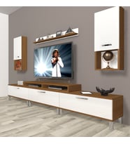 Decoraktiv Ekoflex 270DA Mdf Krom Ayaklı Tv Ünitesi Tv Sehpası - Ceviz Beyaz (Beyaz - Kahverengi)