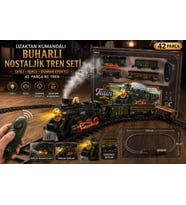 Uzaktan Kumandalı Buharlı Nostaljik Tren Seti Sesli Işıklı ve Duman Efektli 42 Parça RC Tren