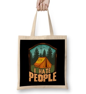 Cute & Funny I Hate People Camping Tent Camper Pun Bez Çanta Uzun Saplı