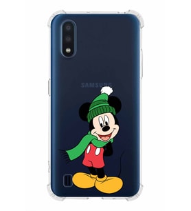 Samsung Galaxy A01  Köşe Korumalı Antişok Kapak Mickey Mouse Tasarımlı Şeffaf  Kılıf