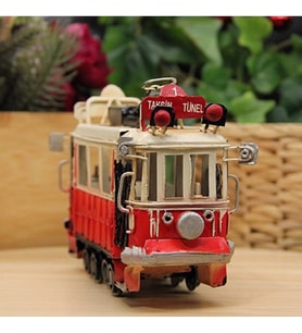 Dekoratif Metal Taksim Tramvay (Kırmızı)