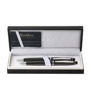 Scrikss Noble 35 Tükenmez Kalem ve Mekanik Kurşun Kalem İkili Set Siyah-Krom 