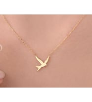 Onseva Kuyumculuk Kadın Kuş Figürlü Kolye 14 Ayar Altın (Gold)
