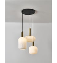Ryslight Retro Metal Dekoratif Beyaz Opal Camlı 3 Lü Rustik Avize Çap:40
