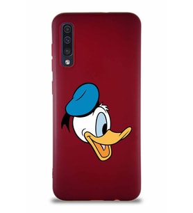 Samsung Galaxy A50S Soft Premier Kapak Donald Duck-F Tasarımlı Silikon Kılıf - Mürdüm (Şeffaf)