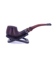 Dapper Bent Apple Briar (Gül Kökü) Siyah Bilezikli  9 mm Filtreli Pipo Kahverengi