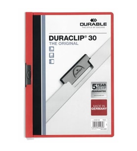 Durable Sıkıştırmalı Dosya DuraClip Ortadan Klipsli 30 Sayfa A4 Kırmızı (25 Li Paket)