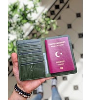 VİSSO 911 Hakiki Deri Kişiye Özel Pasaport Kılıfı İsme Özel Pasaport Kabı Pasaportluk Çanta YEŞİL GRANDA