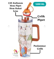 Vagonlife Pipetli Yalıtımlı Kahve Kupası 1200ml 12 Saate Kadar Sıcak/Soğuk Bardak Gövdeli Termos