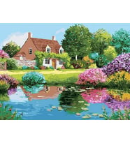 Göl Evi Sayılarla Boyama Seti 40x50 cm (Tuvale Gerili)