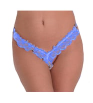 ASM1241 Kadın Mavi Dantel Fantezi Fırfır Özel String
