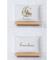 Pia Baby Premium %100 Pamuk İkili İsim Yazılı Erkek Bebek Yastık Kılıfı – 35x45 cm Organik Baskı 5048-13 (Ekru)
