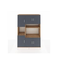 Hyperion Dolap 9 Raflı 6 Kapaklı 132x44x195 Çam-Antrasit/Çam