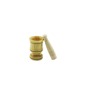KÜÇÜK BOY AHŞAP HAVAN SARIMSAK DÖVECEK Ç: 6CM--D: 4CM--Y: 8.8CM FİLELİ AMBALAJ