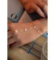 925 Ayar Gümüş Gold Kaplama 3'Lü Lotus Çiçeği Model Şahmeran Bileklik