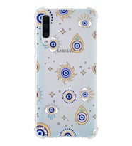 PrintiFy Samsung Galaxy A50s Uyumlu Nazar Boncuğu 5 Baskılı Şeffaf Köşe Korumalı Antişok Kılıf