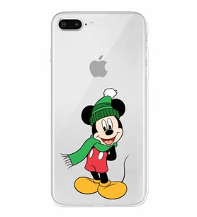 Apple iPhone 7 Plus Uyumlu Kamera Korumalı Tıpalı Kapak Mickey Mouse TasarımlıŞeffaf Kılıf