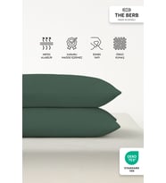THE BERB  2'li Havlu Dokulu Yastık Kılıfı Seti  50 x 70  Fermuarlı  Yumuşak Terry Kumaş (Orman Yeşili)