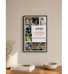 Anneye Özel Hediye 8 Fotoğraflı “ANNE” Tasarımlı Kolaj Fotoğraf Çerçevesi