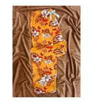 Çiçek Motifli Cepsiz Viskon Yazlık Kadın Pijama Altı (Sarı)