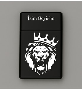 Aslan Desenli Metal Tabaka – Kişiye Özel İsimli Hediyelik M14