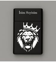 Aslan Desenli Metal Tabaka – Kişiye Özel İsimli Hediyelik M14