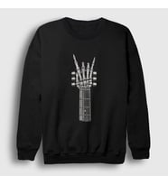 Presmono Unisex Siyah Skeleton Hand Guitar Music Rock Sweatshirt 340271tt