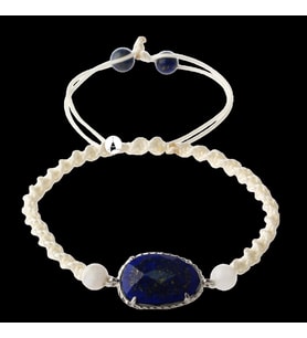 Lapis Lazuli-Ay Taşı Doğal Taş Makrome Örgü Bileklik