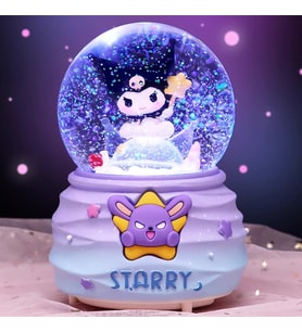 Yıldızlı Sanrio Kuromi Orta Boy Işıklı Müzikli Kar Küresi