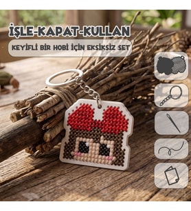 Etamina Anime Hediye Hobi Seti: Cadı Kiki Kanaviçe ve Etamin Anahtarlık Kiti