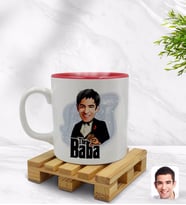 BK Gift Kişiye Özel Baba Godfather Karikatürlü İçi Kırmızı Renkli Kupa Bardak Model 4