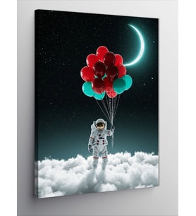 Kanvas Tablo Balonlarla Astronot