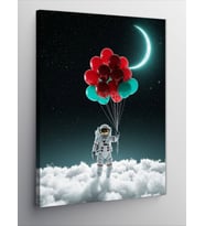 Kanvas Tablo Balonlarla Astronot