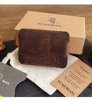 Sumerian Deri Cüzdan , Hediyelik Crazy Deri Cüzdan Kahverengi (RFID Kart Koruma Hediye )