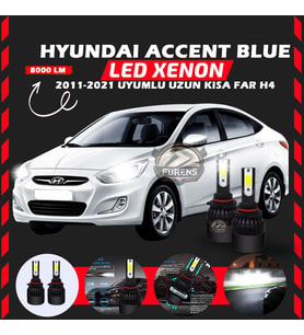Hyundai Accent Blue 2011-2021 Uzun-Kısa Far Uyumlu Şimşek Etkili Led Xenon Light Series H4