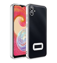 coverzone Samsung Galaxy A04E ile uyumlu K?l?f Kamera Korumal? Logo G�steren Parlak renk kenar �izgileri ile ??k bir tasar?m Colored Z-Omega Kapak (G�M�?)