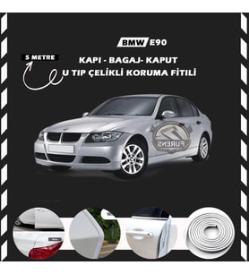 Bmw E90 Oto Araç Kapı Koruma Fitili 5metre Parlak Beyaz Renk