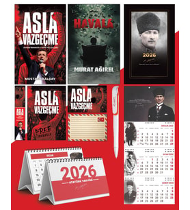 Asla Vazgeçme - Ayraç - Kartpostal - Poster - Havala -  2026 Ajanda Komutan - Gazi Duvar Takvimi - Masa Takvimi