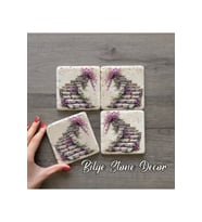 bilge tasarım Stone Decor Taş Bardak Altlığı 4'lü Set 10x10x1 Cm desenli